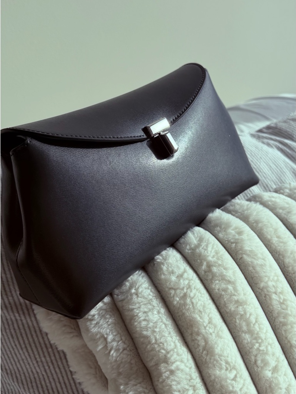 Toteme Black Leather Clutch with Silver Tone Hardware - Picture 4 of 7